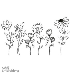 Wildflowers Embroidery Design, Machine Embroidery Design, Instant Download