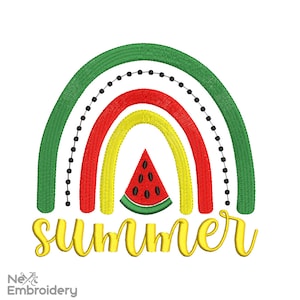 Summer Rainbow Embroidery Design, Minimalist Embroidery Design, Instant Download