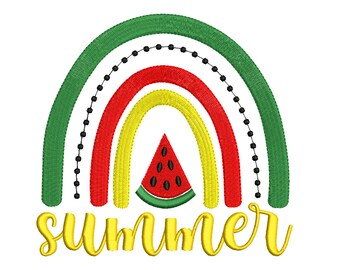 Summer Rainbow Watermelon Embroidery Design (Instant Download)