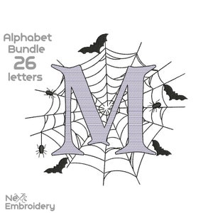 Halloween Alphabet Embroidery Design, Font, Letter Embroidery Design, Scary, Spoky Monogram, Instant Download