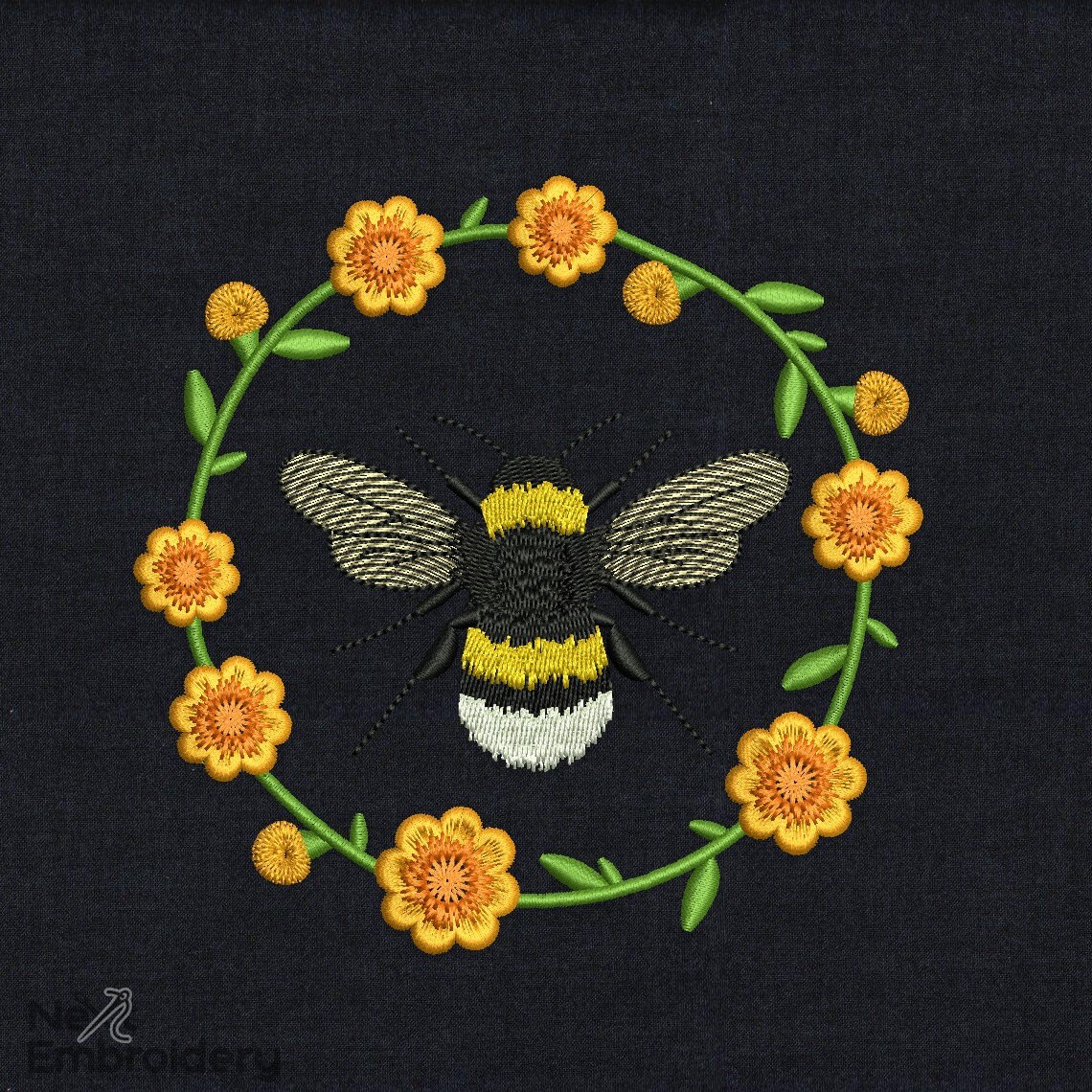 Floral Bee Embroidery Design. Spring Embroidery Designs, Instant ...
