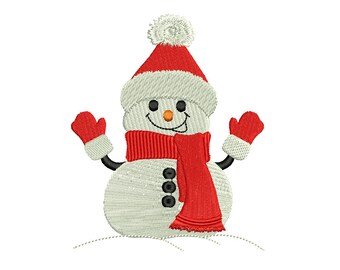 Süßer Schneemann Maschinenstickerei, Urlaub Stickdesign, Weihnachtsdeko Stickdatei, Frohe Weihnachten Stickdatei