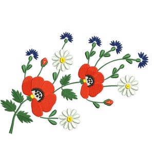 Wildflowers embroidery design, poppy embroidery, Plants embroidery, flowers embroidery design, Herb, Machine embroidery file.