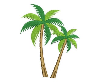 Palmen Stickdatei. Zwei Mini Bäume im Sommer im Tropen Design. Stickdatei für die Stickmaschine