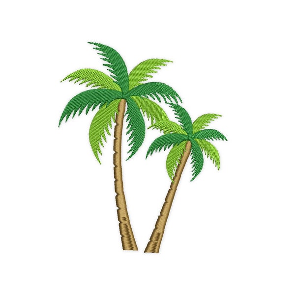 Palm trees embroidery design. Two mini trees summer tropical design. Machine Embroidery Design