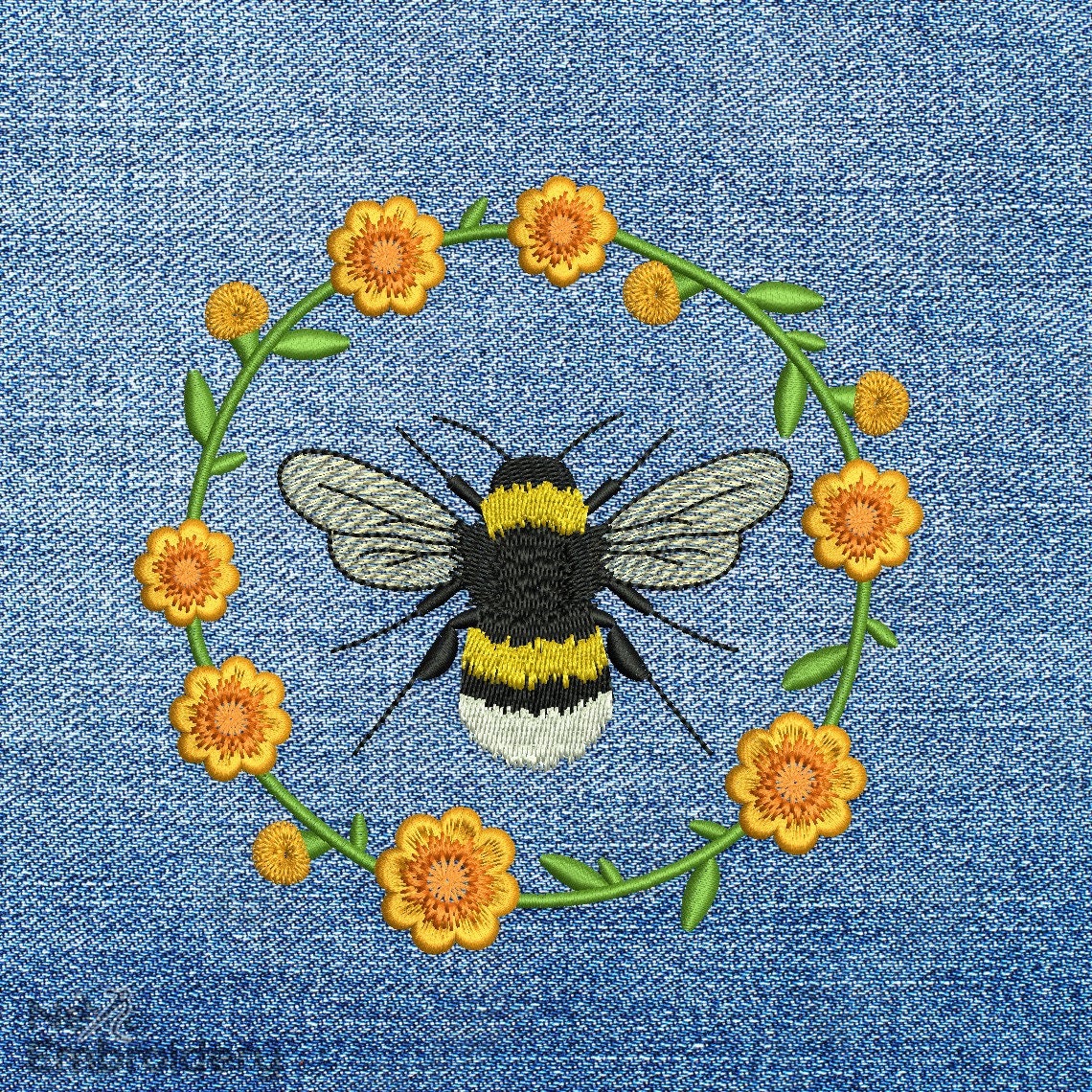 Floral Bee Embroidery Design. Spring Embroidery Designs, Instant ...