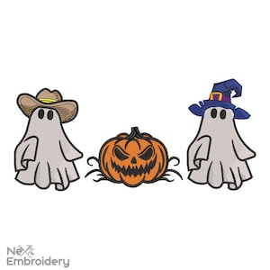 Halloween Ghosts Embroidery Design. Halloween Western Embroidery, Halloween Cowboy Machine Embroidery, Halloween Cow Tee,