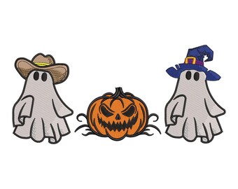 Halloween Ghosts Embroidery Design. Halloween Western Embroidery, Halloween Cowboy Machine Embroidery, Halloween Cow Tee,