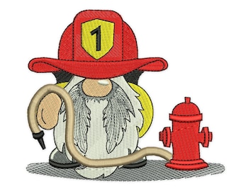 Firefighter Gnome Machine Embroidery Design (Instant Download)