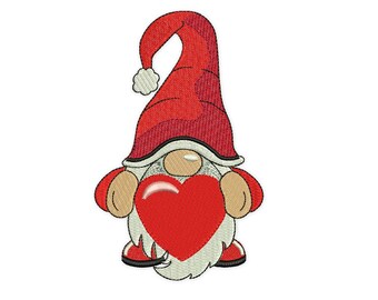Love Heart Gnome Machine Embroidery Designs (Instant Download)