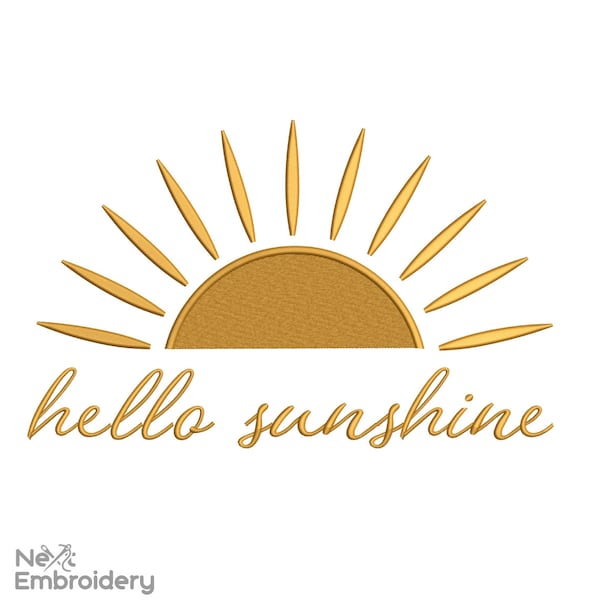 Hello Sunshine embroidery design, Machine embroidery file, Instant Download