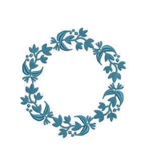 Motif de broderie couronne florale. 6 tailles. Téléchargement instantané