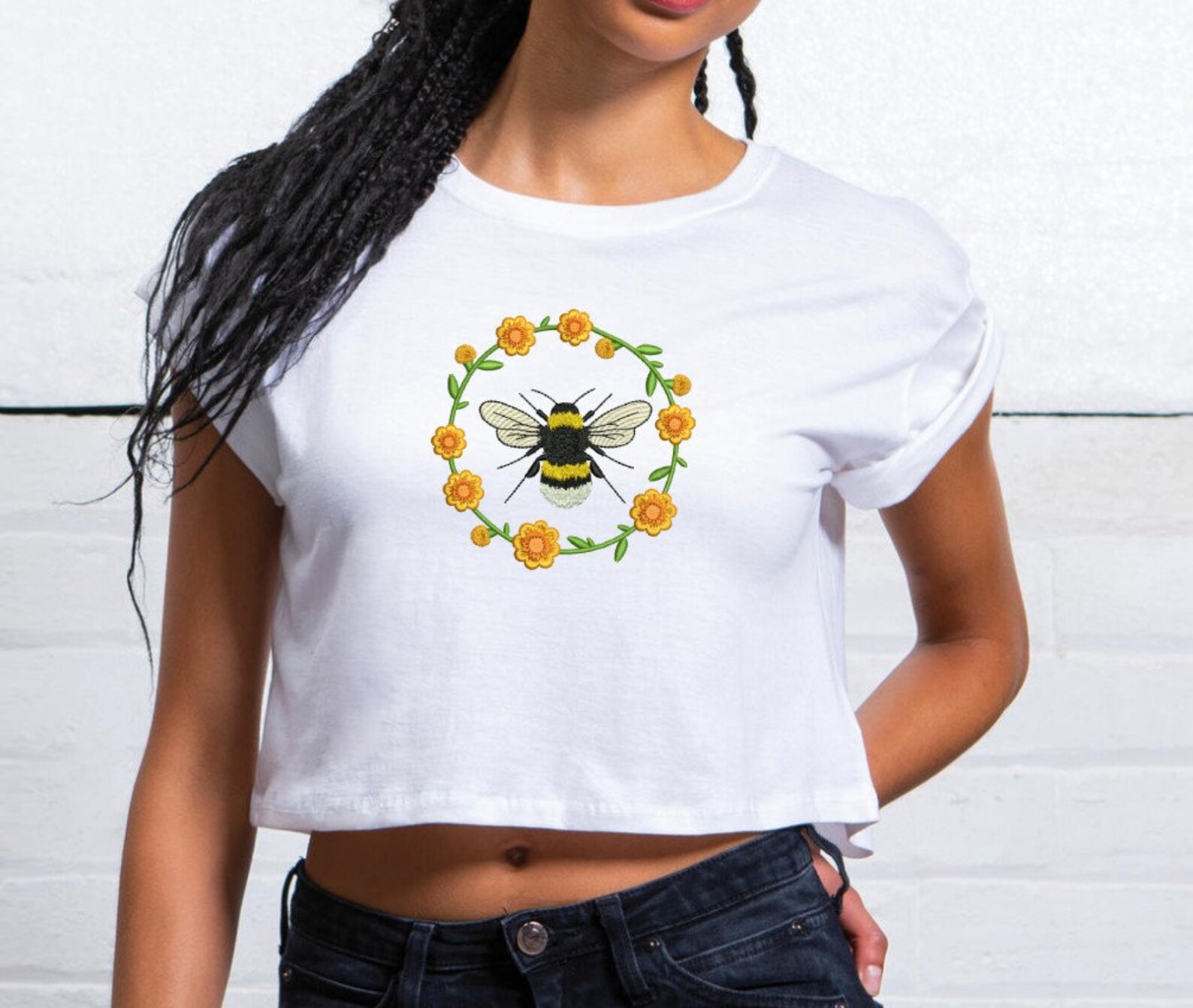 Floral Bee Embroidery Design. Spring Embroidery Designs, Instant ...