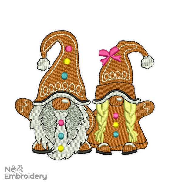 Gingerbread Gnomes Embroidery Designs, Christmas Embroidery Designs, Holiday Machine Embroidery File