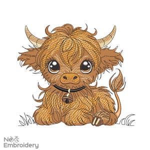 Baby Highland Kuh Stickdatei, süße Bauernhof Stickdatei, Sofort download