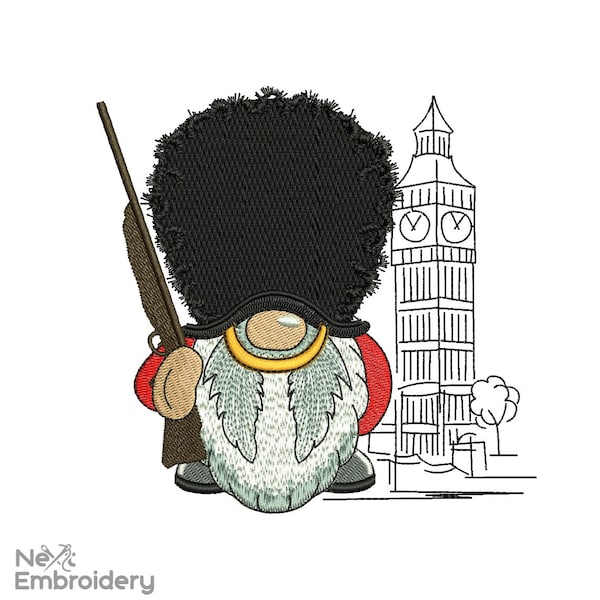 Broderidesign med London Bearskin Gnome (nedladdning sker direkt)