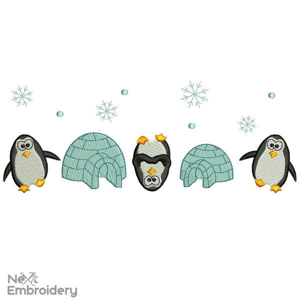 Diseños de bordado de pingüinos navideños, diseños de bordado navideño