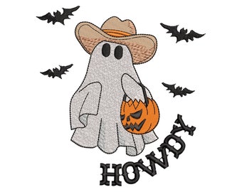 Howdy Ghost Embroidery Design, Halloween Boo Embroidery (Digital Download)