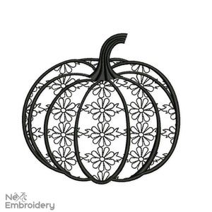Floral Pumpkin Embroidery Design. Hello Fall Autumn Thanksgiving Design, Fall embroidery design, 5 sizes. Instant Download