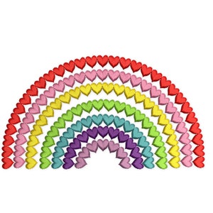 Heart Rainbow Embroidery Design. Machine embroidery. 3 sizes. Instant Download