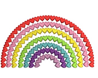 Heart Rainbow Embroidery Design. Machine embroidery. 3 sizes. Instant Download