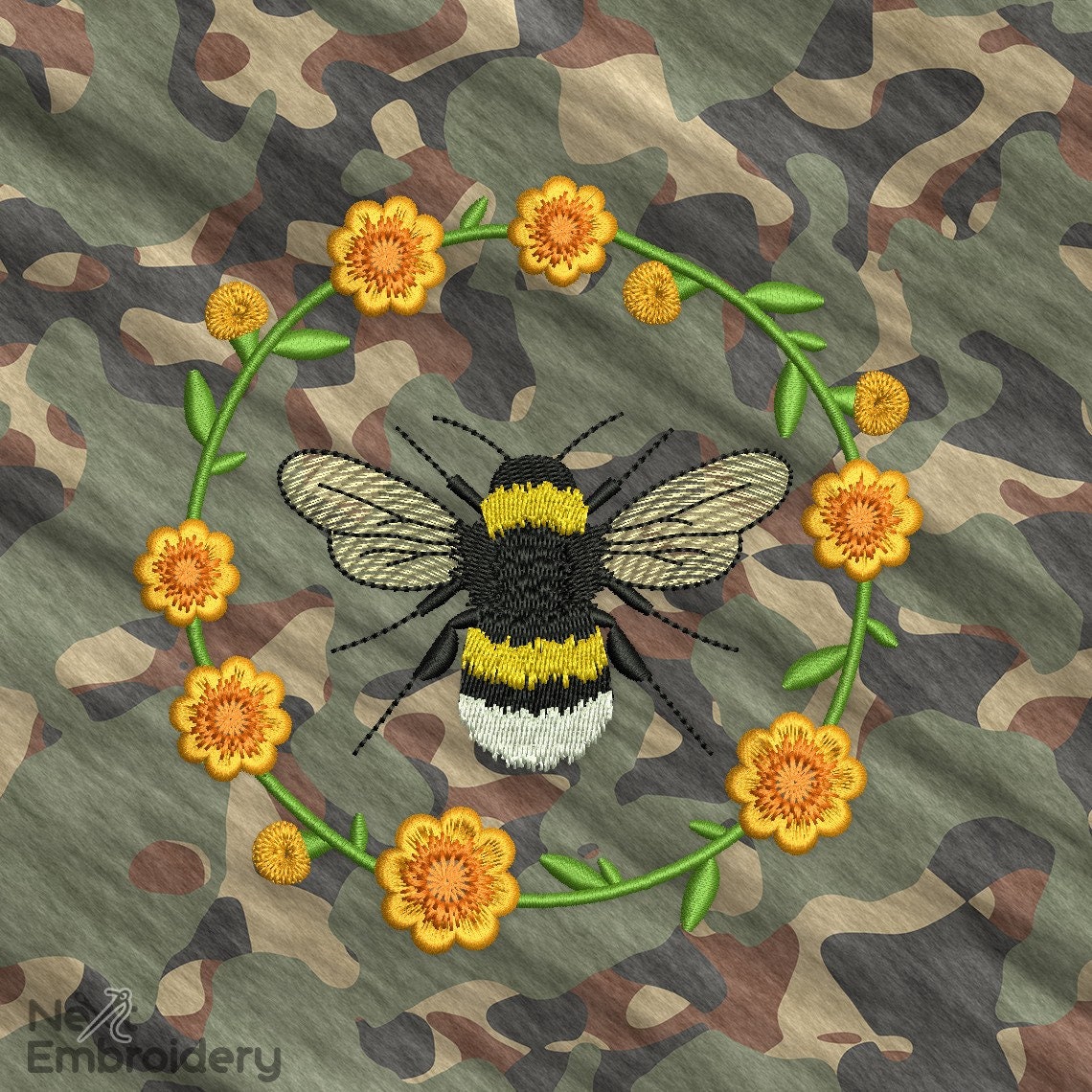 Floral Bee Embroidery Design. Spring Embroidery Designs, Instant ...