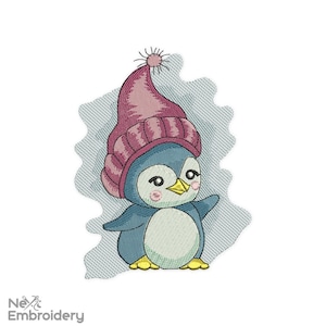 Christmas Penguin Embroidery Design. 4 sizes, Instant Download