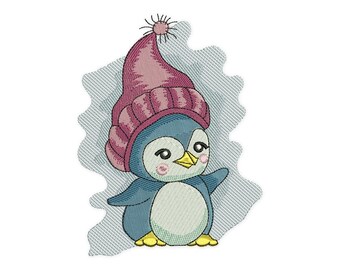 Christmas Penguin Embroidery Design. 4 sizes, Instant Download