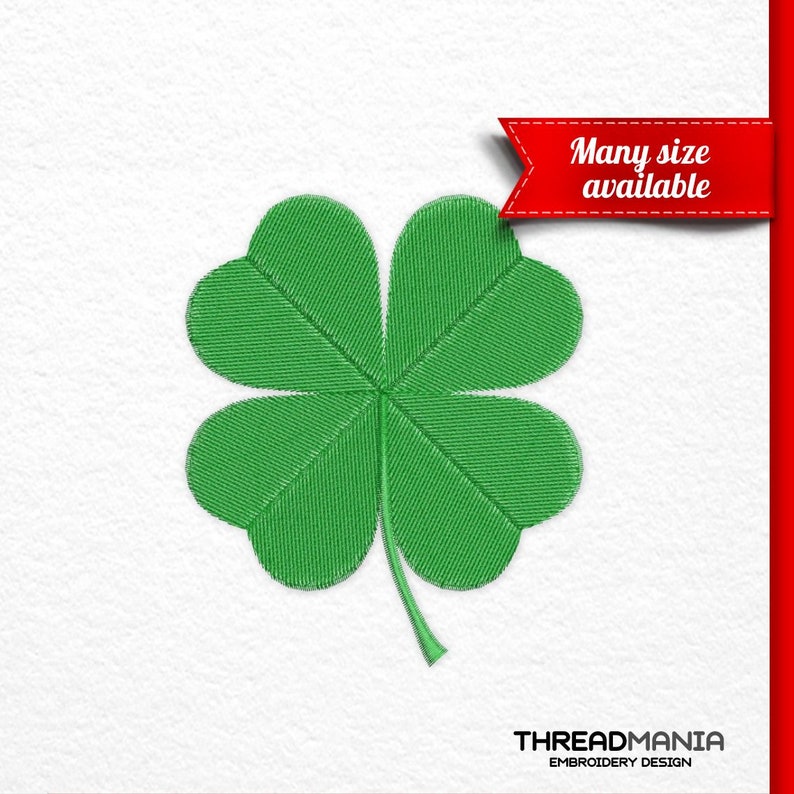 Four-leaf clover embroidery design. St.Patrick's day embroidery design. Mini clover, Irish Shamrock embroidery design. Clover leaf image 2