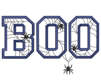 Halloween BOO Spiderweb Embroidery Design (Instant Download)