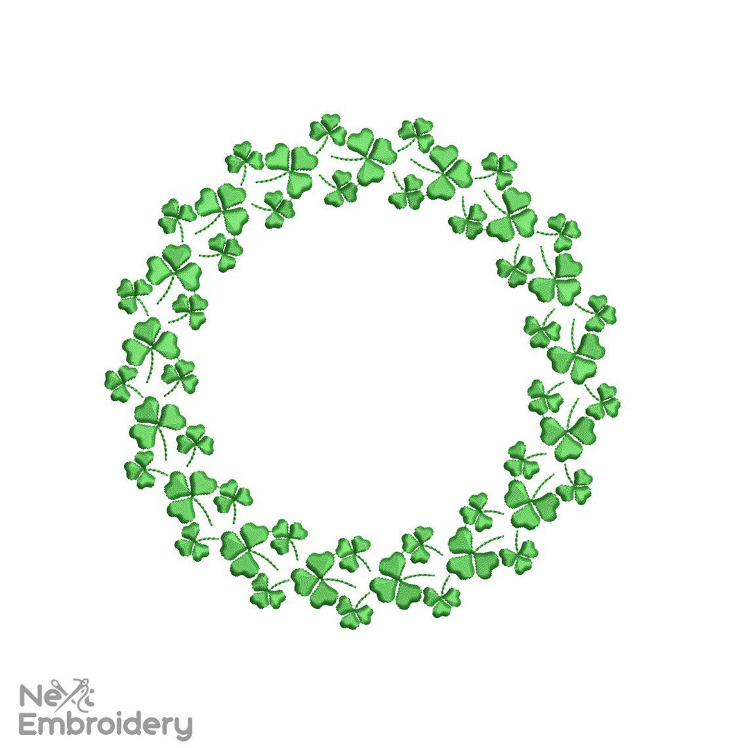 Fourleaf Clover Wreath Embroidery Design. St.patrick's Day Embroidery