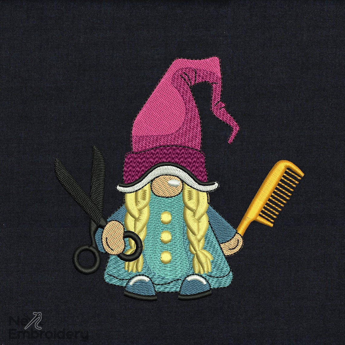 Hairstylist Gnome Girl Gnome Embroidery Design Cosmotologist Etsy