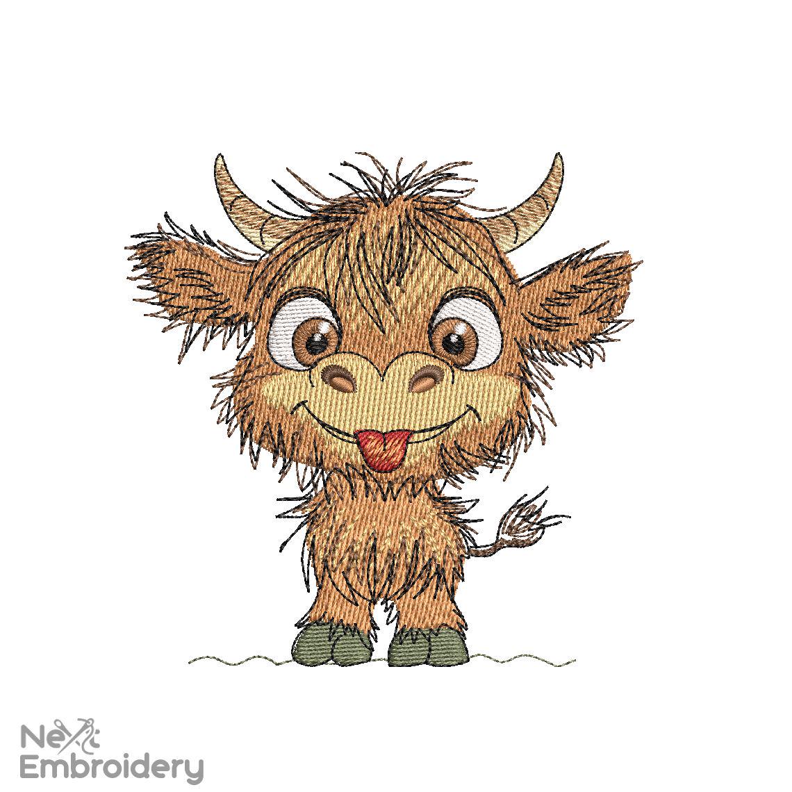 Small Cow Designs Quirky Cow Embroidery Design. Cute Farm Animal Embroidery Design ...