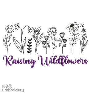 Raising Wildflowers Embroidery Design, Machine Embroidery Design, Instant Download