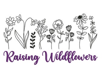 Raising Wildflowers Embroidery Design, Machine Embroidery Design, Instant Download