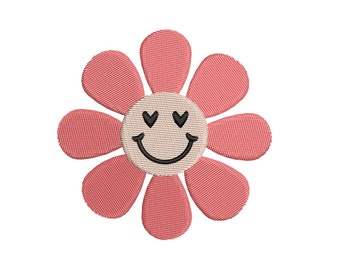Retro Mini Blumen Stickmuster. Smile Stickdatei, sofortiger Download