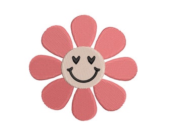 Retro Mini Flower Embroidery Design, Smile Machine Embroidery File, Instant Download