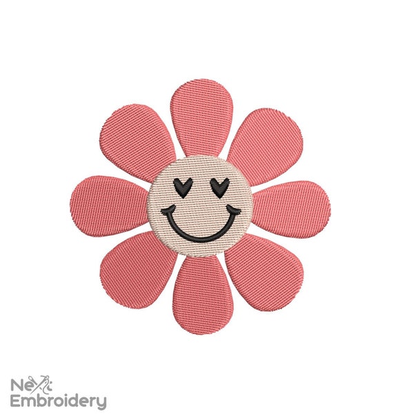 Retro Mini Flower Embroidery Design, Smile Machine Embroidery File, Instant Download