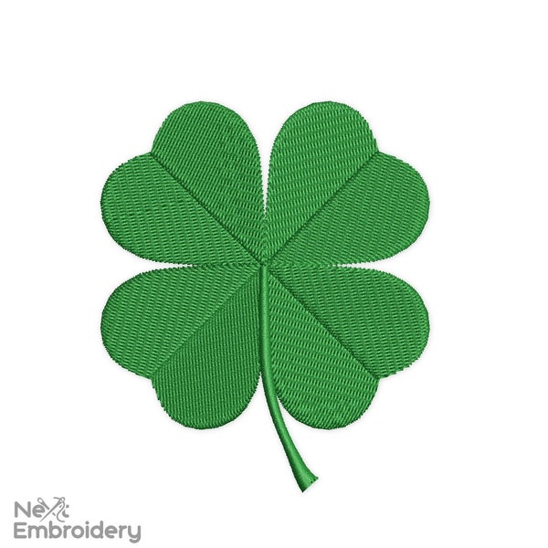 Diseño bordado de trébol de cuatro hojas. Diseño de bordado del día de San Patricio. Mini trébol, diseño de bordado Irish Shamrock. hoja de trébol