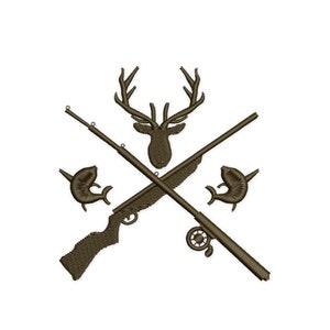 Hunting and Fishing Embroidery Design, Hunter embroidery, Angler embroidery, Mini hunting pattern, Machine Embroidery design, Deer head