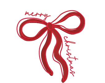 Merry Christmas Bow Embroidery Design, Bow, Minimalist, Trendy Sweatshirt, Instant Download