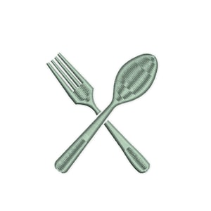 Spoon and fork embroidery design. Mini cutlery. Cutlery silhouette. Kitchen embroidery. Cutlery design. Machine embroidery
