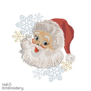 Snowflakes Santa Claus Embroidery Design, Vintage Santa Embroidery, Santa Merry Christmas Embroidery, Santa Claus, Xmas Machine Embroidery