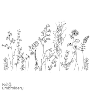 Wildflowers Machine Embroidery Design, 4 sizes, Instant Download