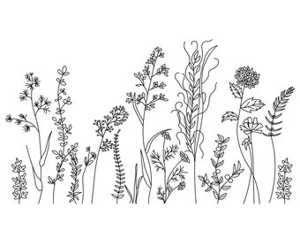 Wildflowers Machine Embroidery Design, 4 sizes, Instant Download