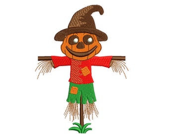 Scarecrow Embroidery Design: Halloween Fall Decor (3 Sizes) (Instant Download)