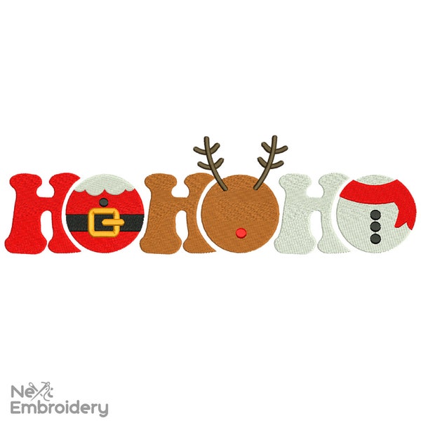 HoHoHo Broderie Design, Conception de broderie machine de Noël, Téléchargement instantané