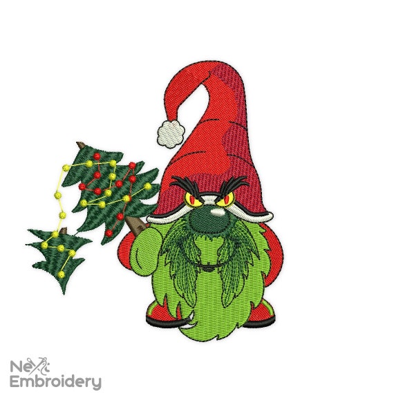 Grinch Christmas Truck Embroidery Design, Christmas Tree