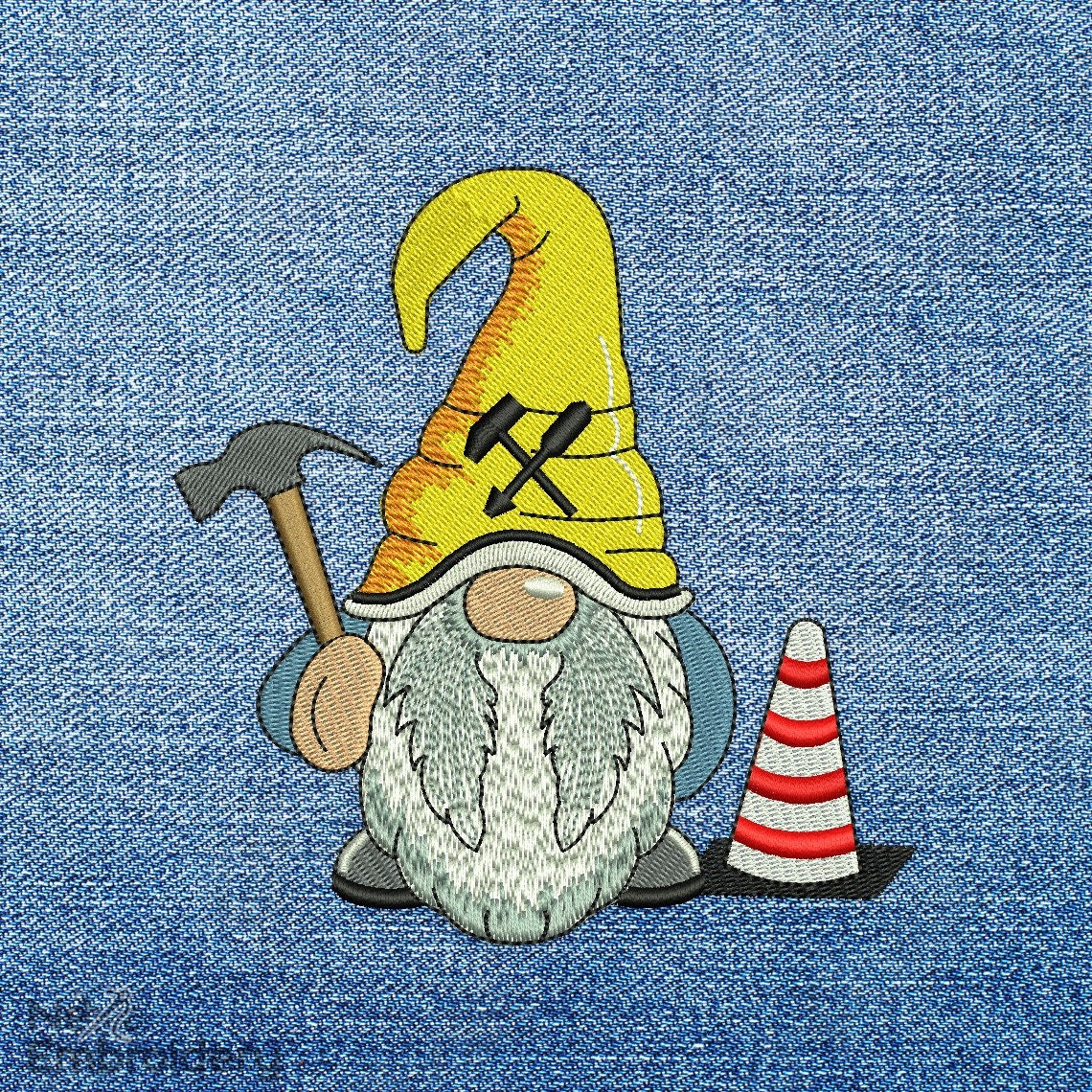 Builder Gnome Embroidery Design, Construction Man Embroidery Design ...