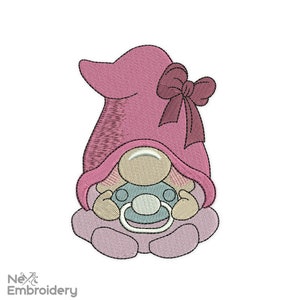 Baby Girl Gnome Embroidery Design, Cute Gnome Embroidery designs, Instant Download